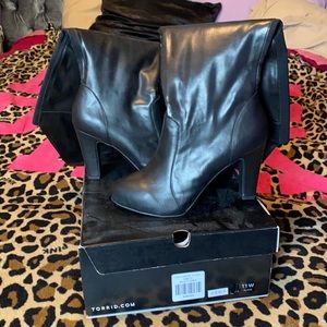 TORRID Tall heel leather boots Sz 11W
